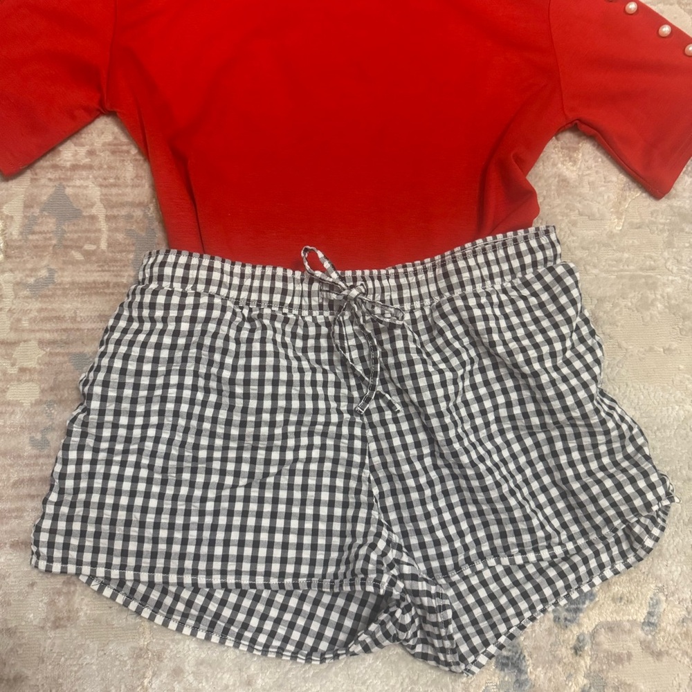 H&M 100% Cotton Divided Gingham Shorts